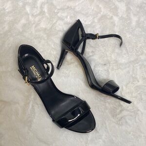 MICHAEL Michael Kors Black Patent Leather Open-Toe Ankle-Strap Heels NWOB